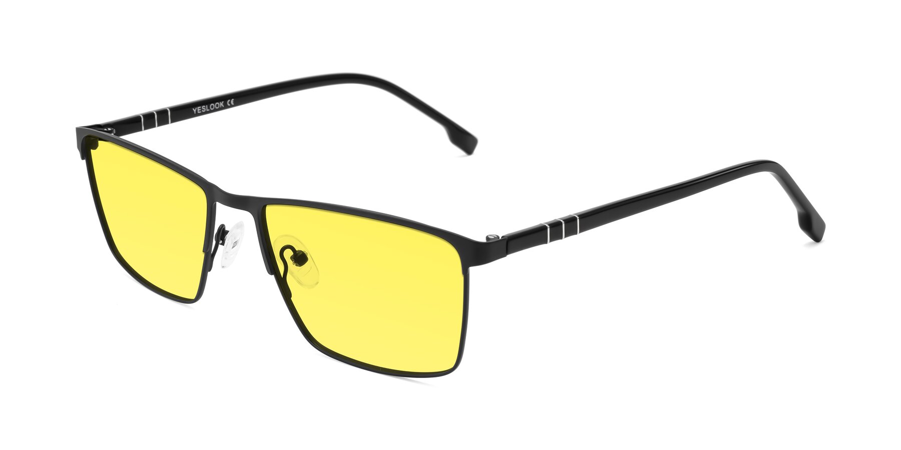 Angle of Sampit in Matte Black with Medium Yellow Tinted Lenses