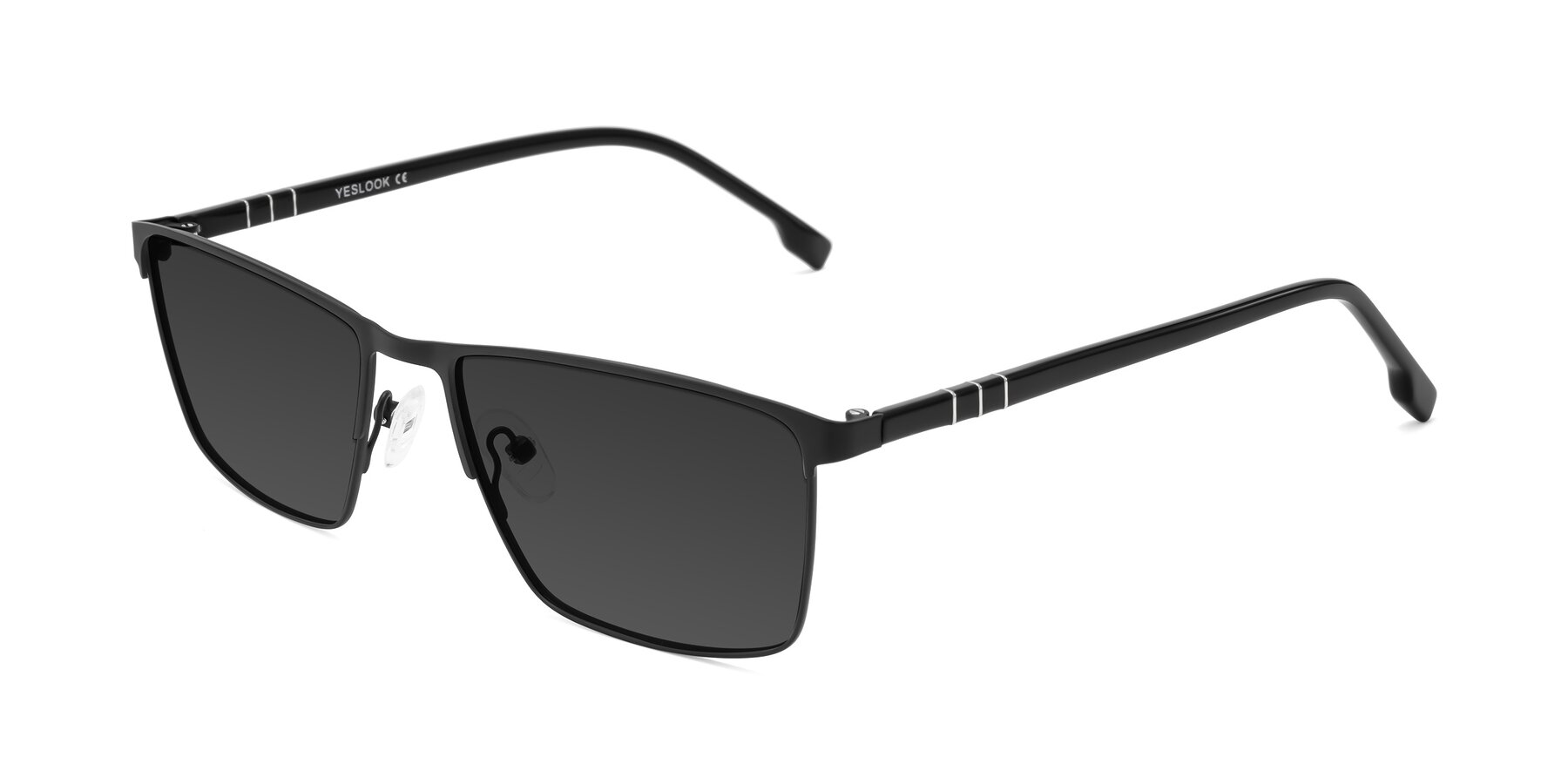 Angle of Sampit in Matte Black with Gray Tinted Lenses