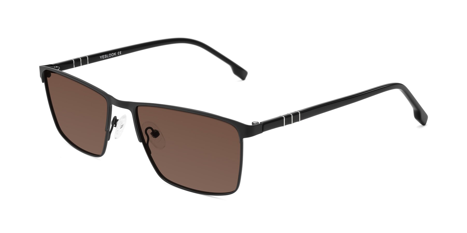 Angle of Sampit in Matte Black with Brown Tinted Lenses