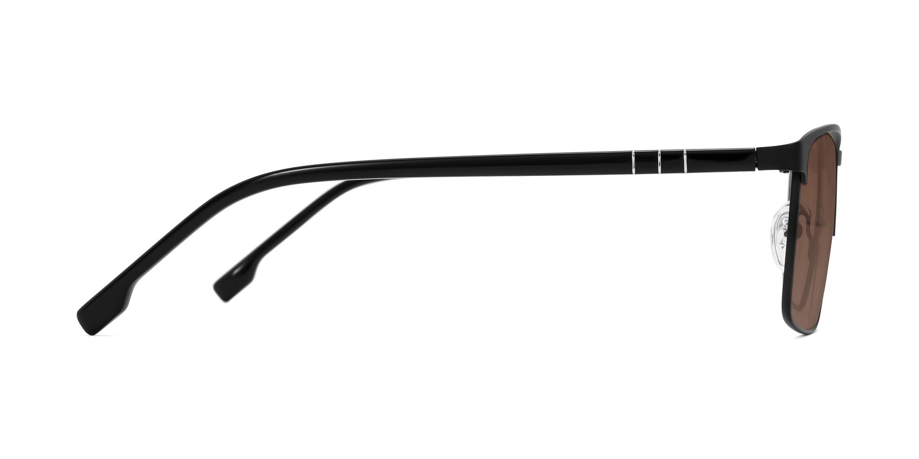 Side of Sampit in Matte Black with Brown Tinted Lenses