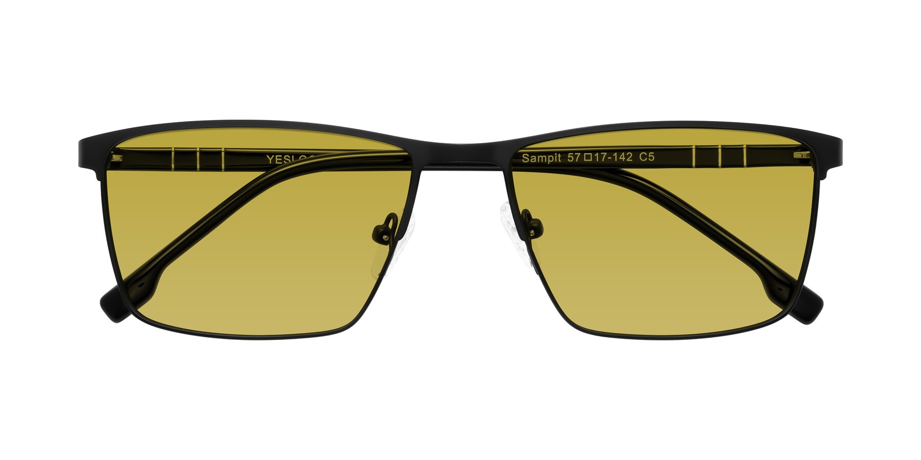 Folded Front of Sampit in Matte Black with Champagne Tinted Lenses