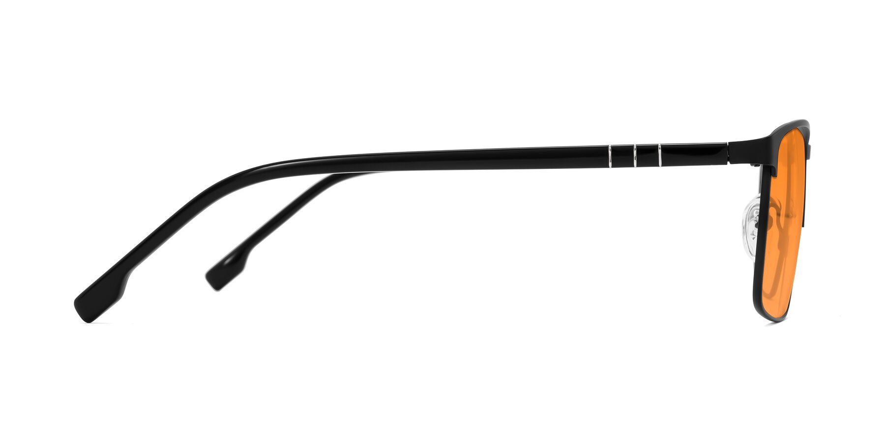 Side of Sampit in Matte Black with Orange Tinted Lenses