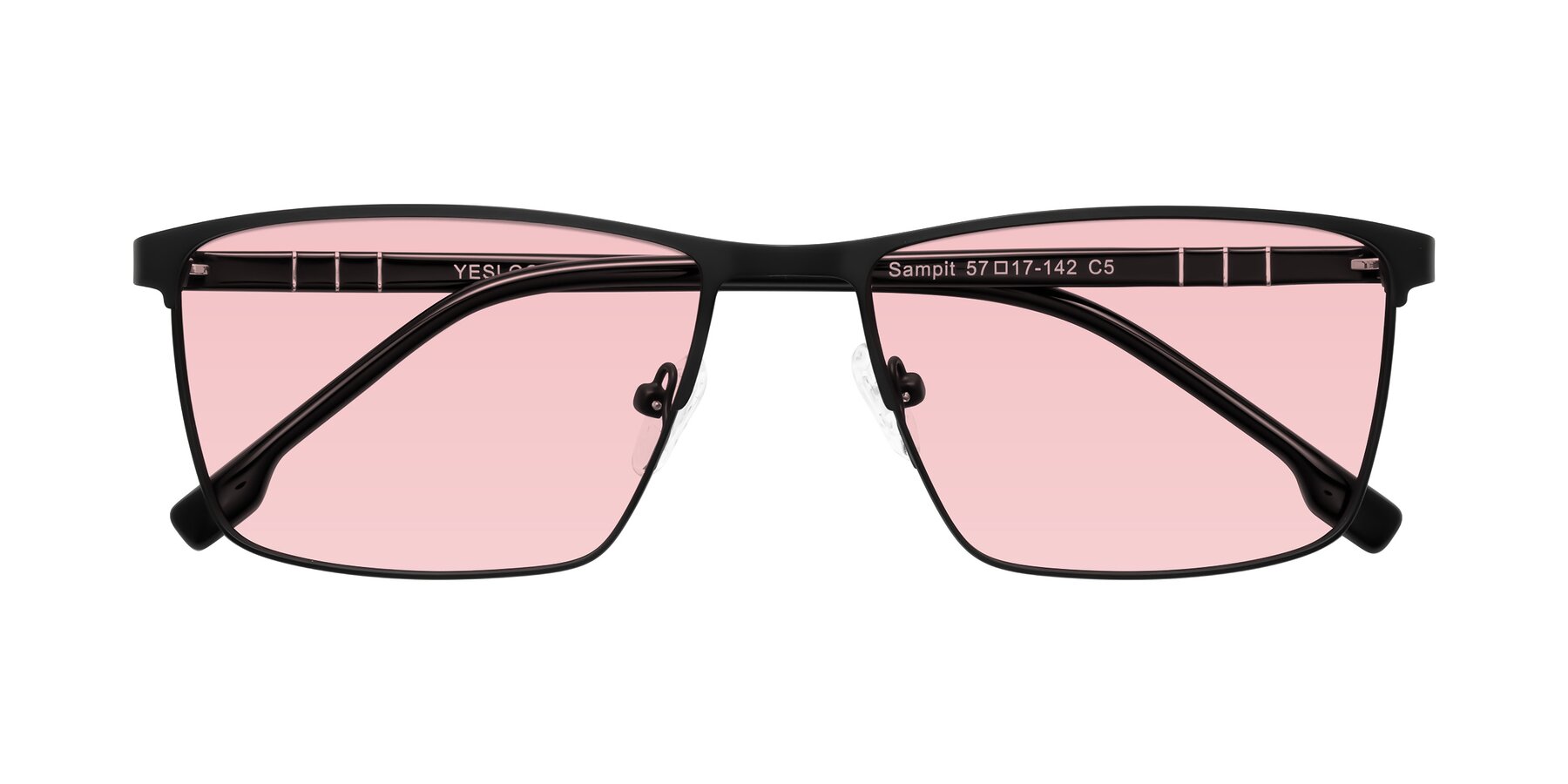 Folded Front of Sampit in Matte Black with Light Garnet Tinted Lenses