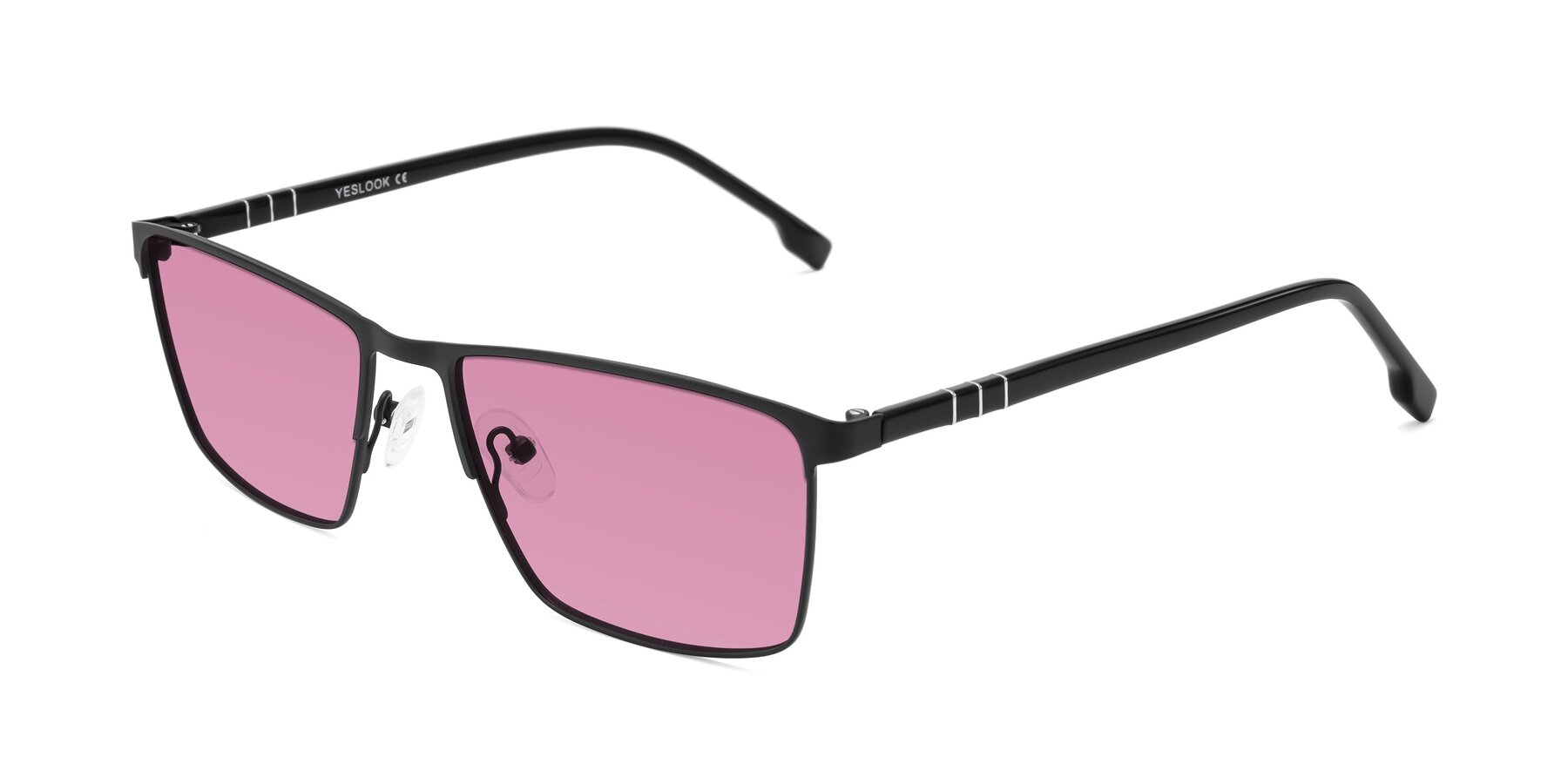 Angle of Sampit in Matte Black with Medium Wine Tinted Lenses