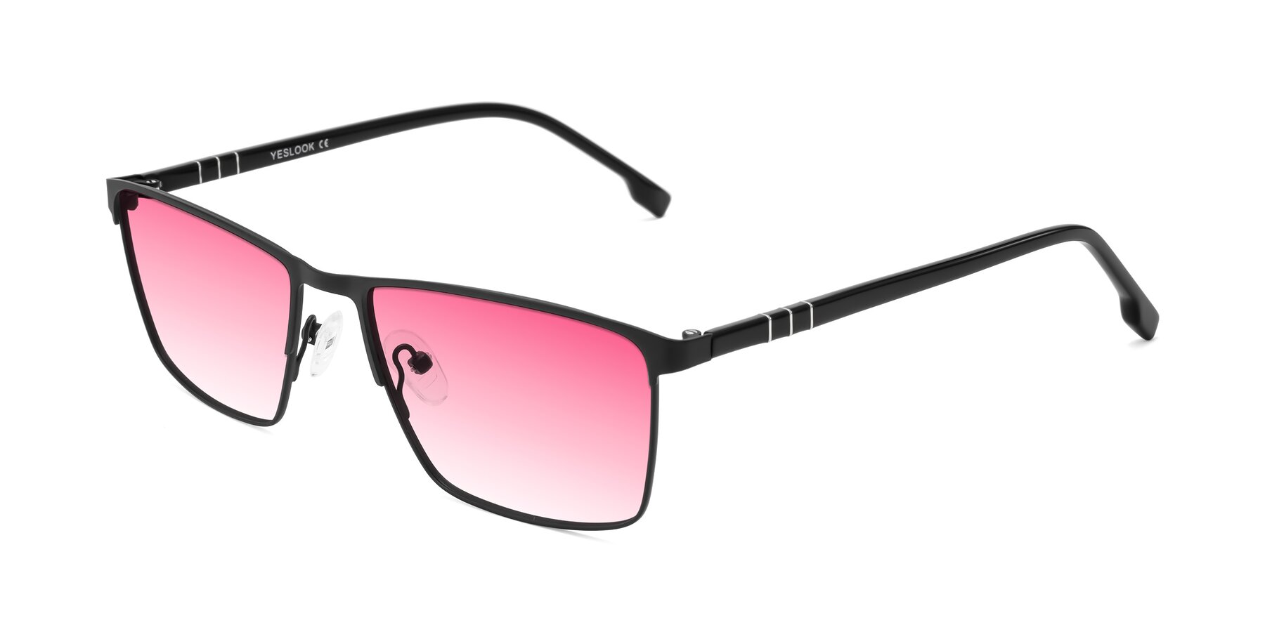 Angle of Sampit in Matte Black with Pink Gradient Lenses