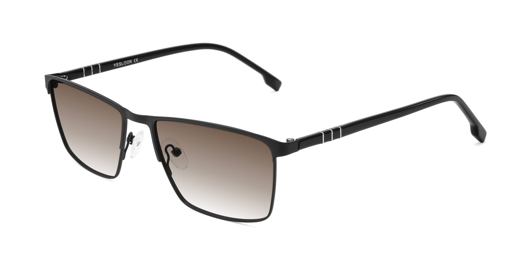 Angle of Sampit in Matte Black with Brown Gradient Lenses