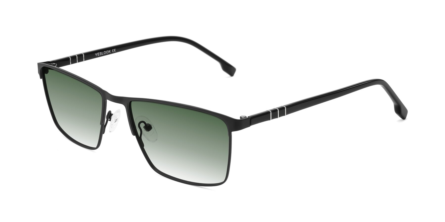 Angle of Sampit in Matte Black with Green Gradient Lenses