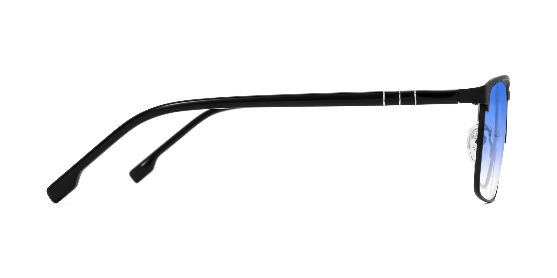 Side of Sampit in Matte Black with Blue Gradient Lenses