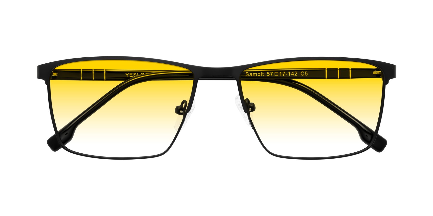 Folded Front of Sampit in Matte Black with Yellow Gradient Lenses