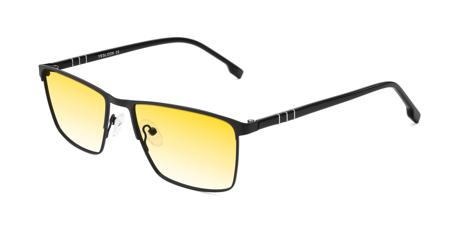 Angle of Sampit in Matte Black with Yellow Gradient Lenses