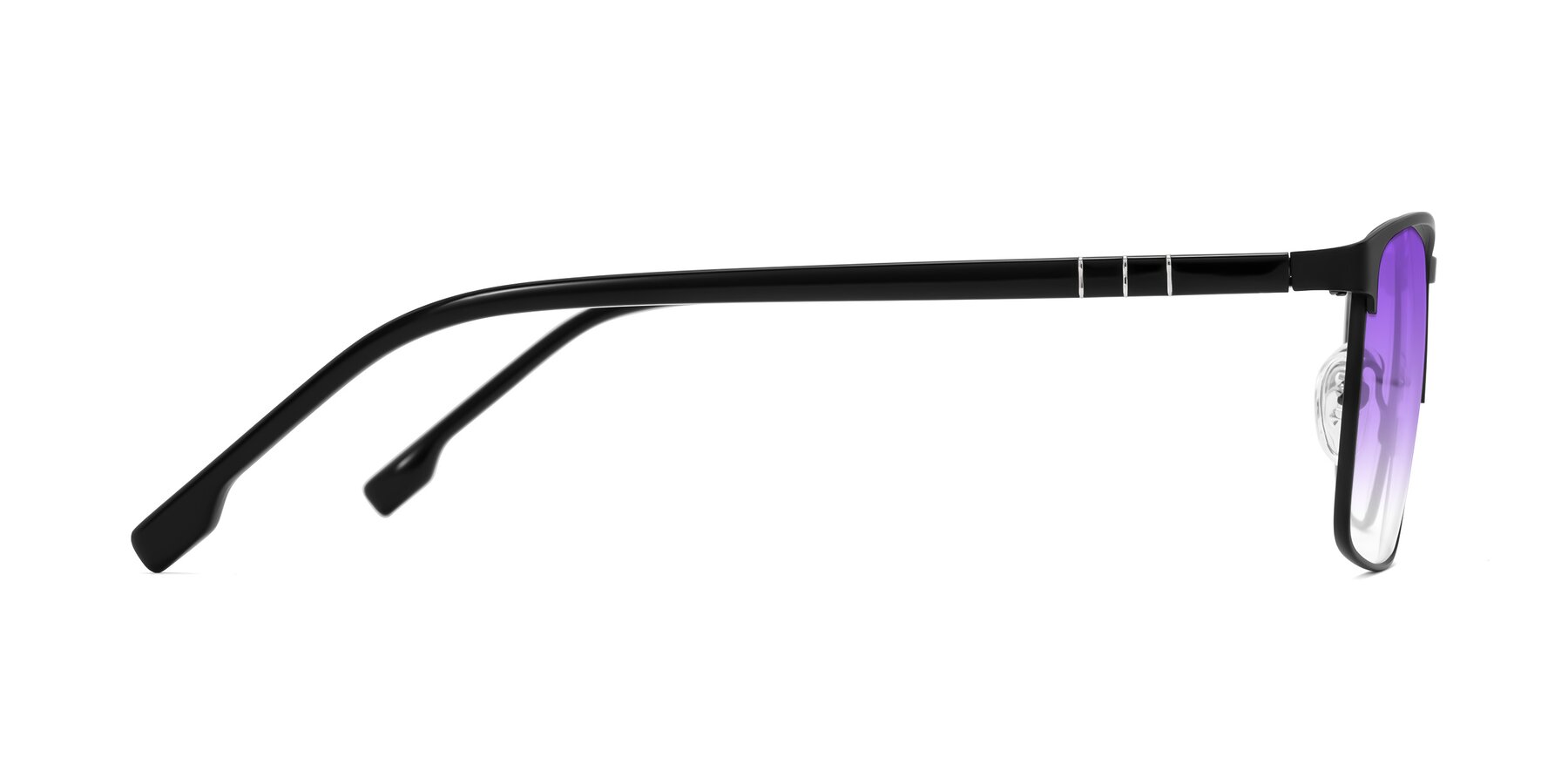 Side of Sampit in Matte Black with Purple Gradient Lenses