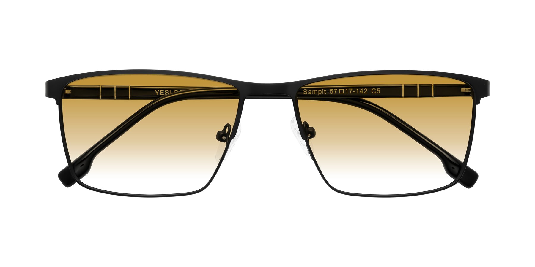 Folded Front of Sampit in Matte Black with Champagne Gradient Lenses