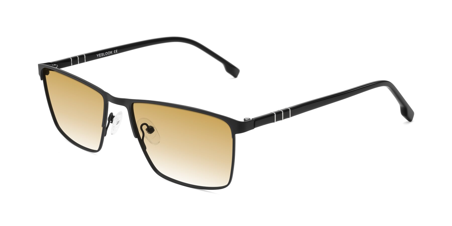 Angle of Sampit in Matte Black with Champagne Gradient Lenses