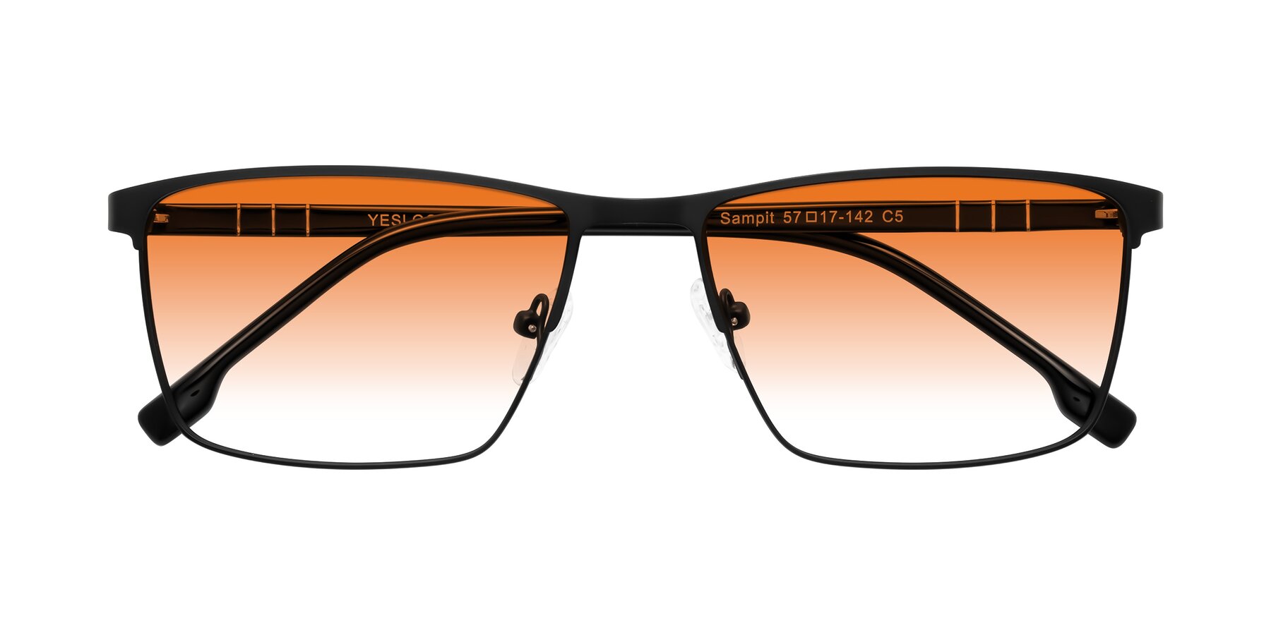 Folded Front of Sampit in Matte Black with Orange Gradient Lenses