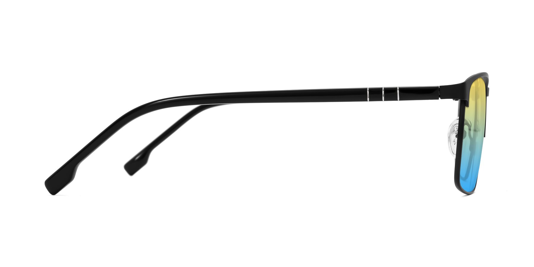 Side of Sampit in Matte Black with Yellow / Blue Gradient Lenses