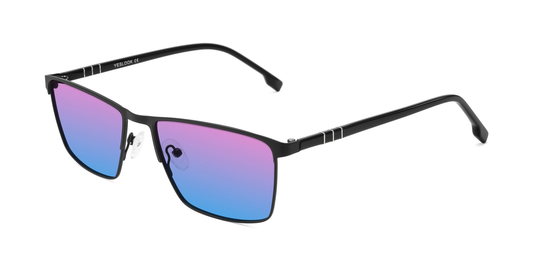 Angle of Sampit in Matte Black with Pink / Blue Gradient Lenses