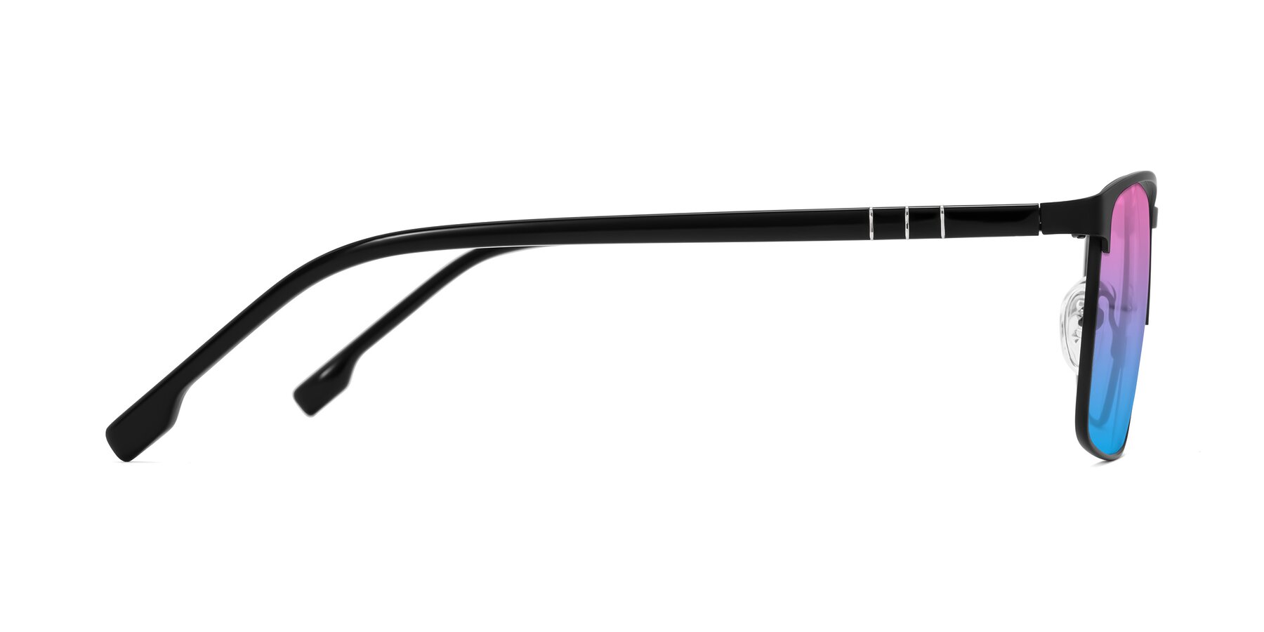 Side of Sampit in Matte Black with Pink / Blue Gradient Lenses