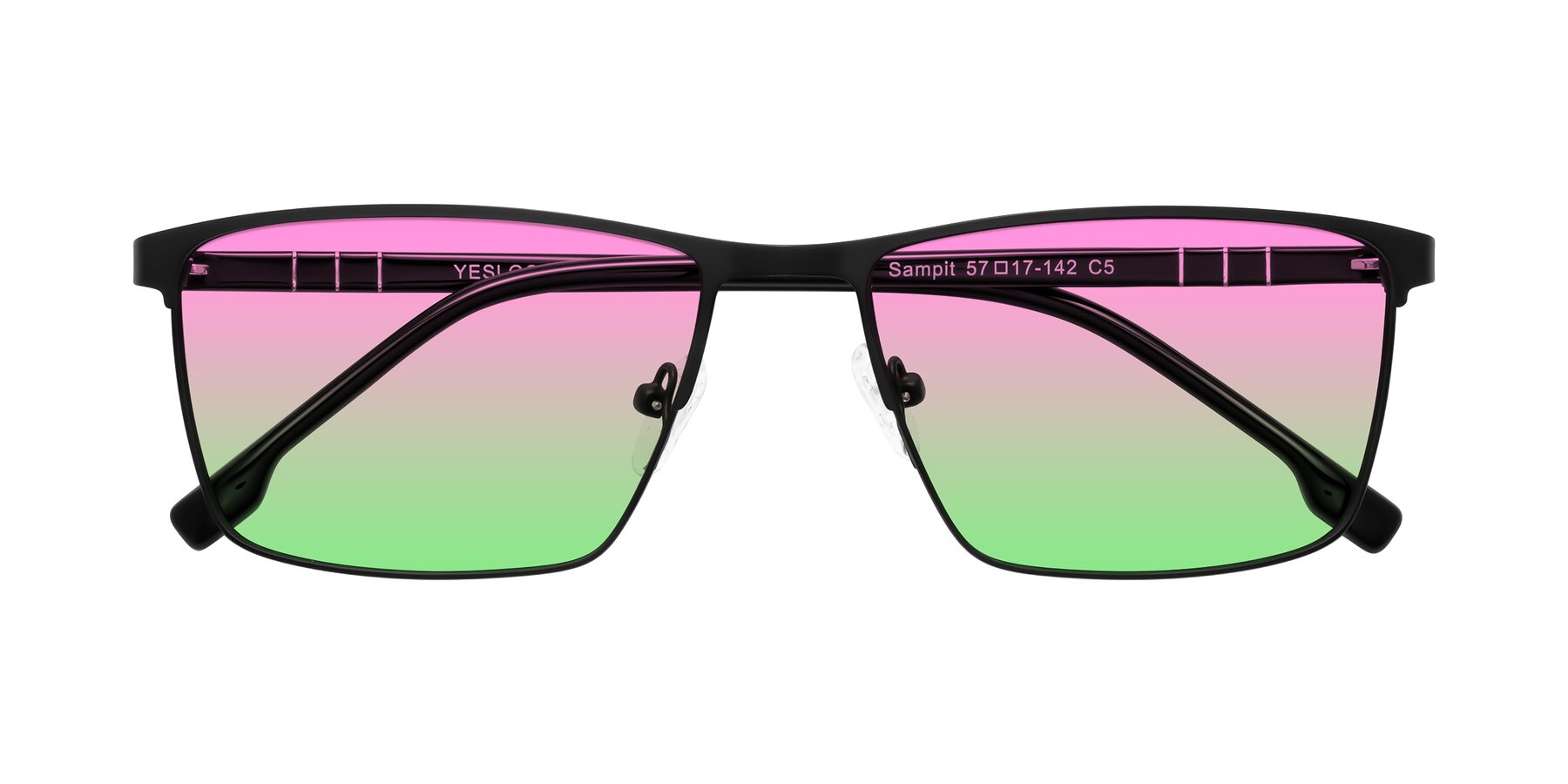 Folded Front of Sampit in Matte Black with Pink / Green Gradient Lenses