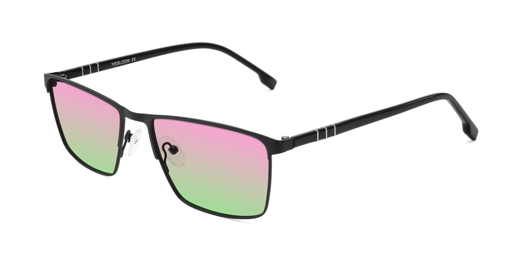 Angle of Sampit in Matte Black with Pink / Green Gradient Lenses