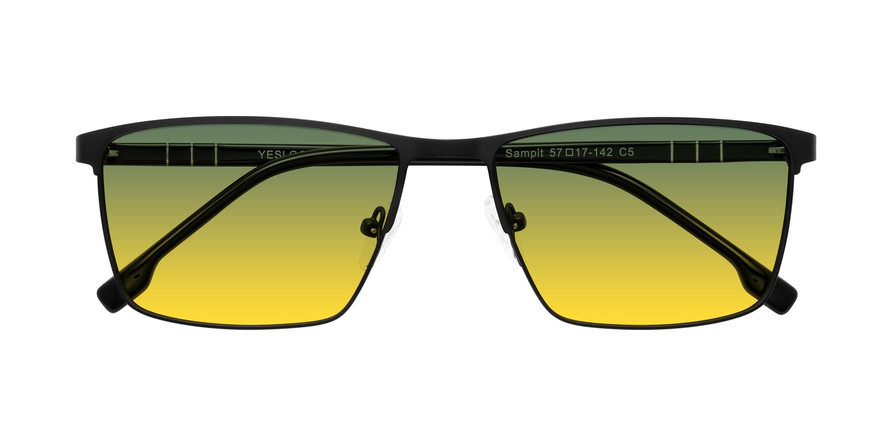 Folded Front of Sampit in Matte Black with Green / Yellow Gradient Lenses