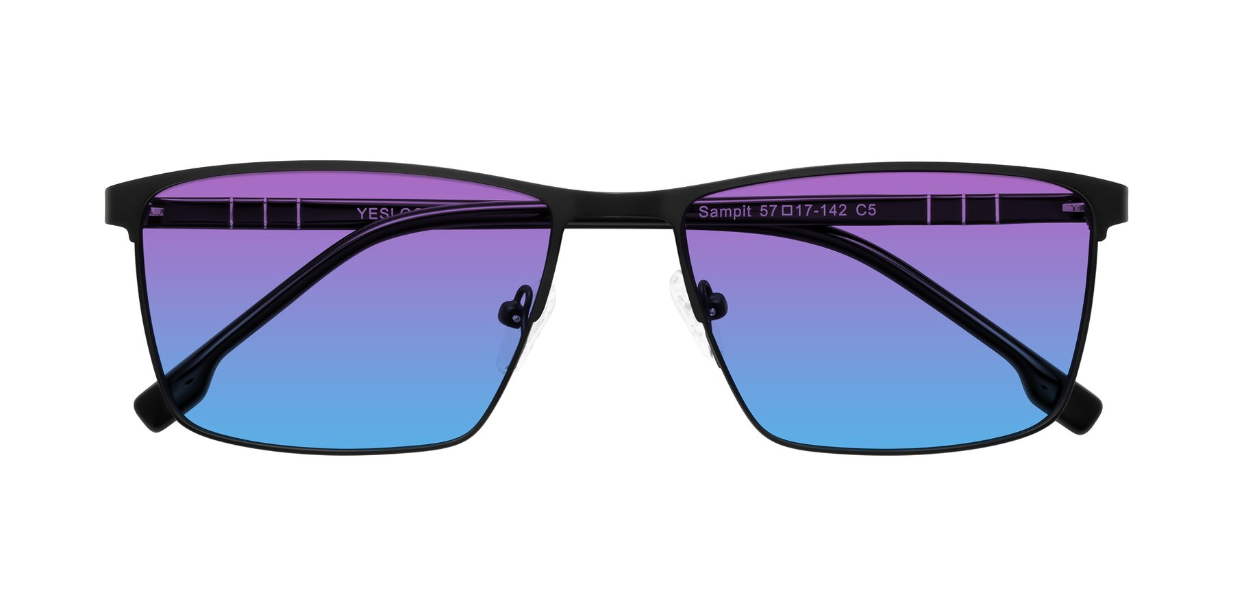 Folded Front of Sampit in Matte Black with Purple / Blue Gradient Lenses