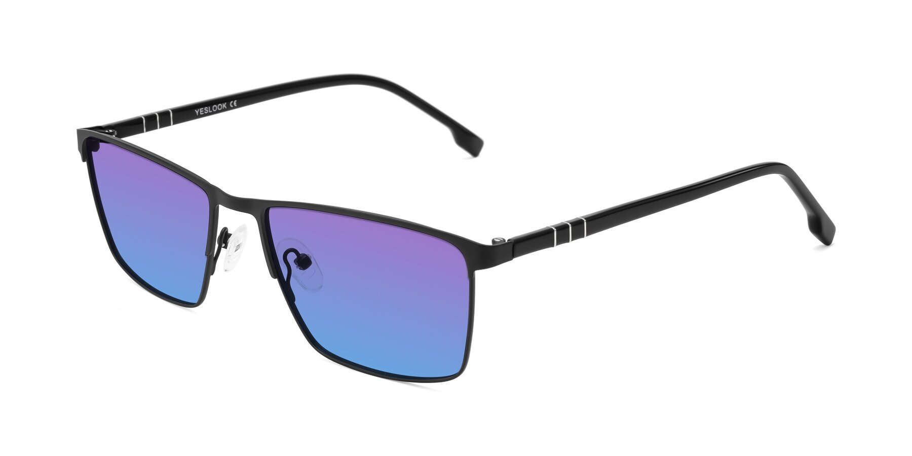 Angle of Sampit in Matte Black with Purple / Blue Gradient Lenses