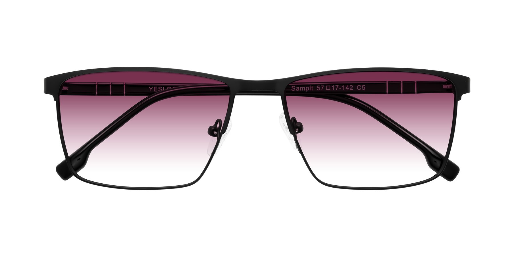 Folded Front of Sampit in Matte Black with Wine Gradient Lenses