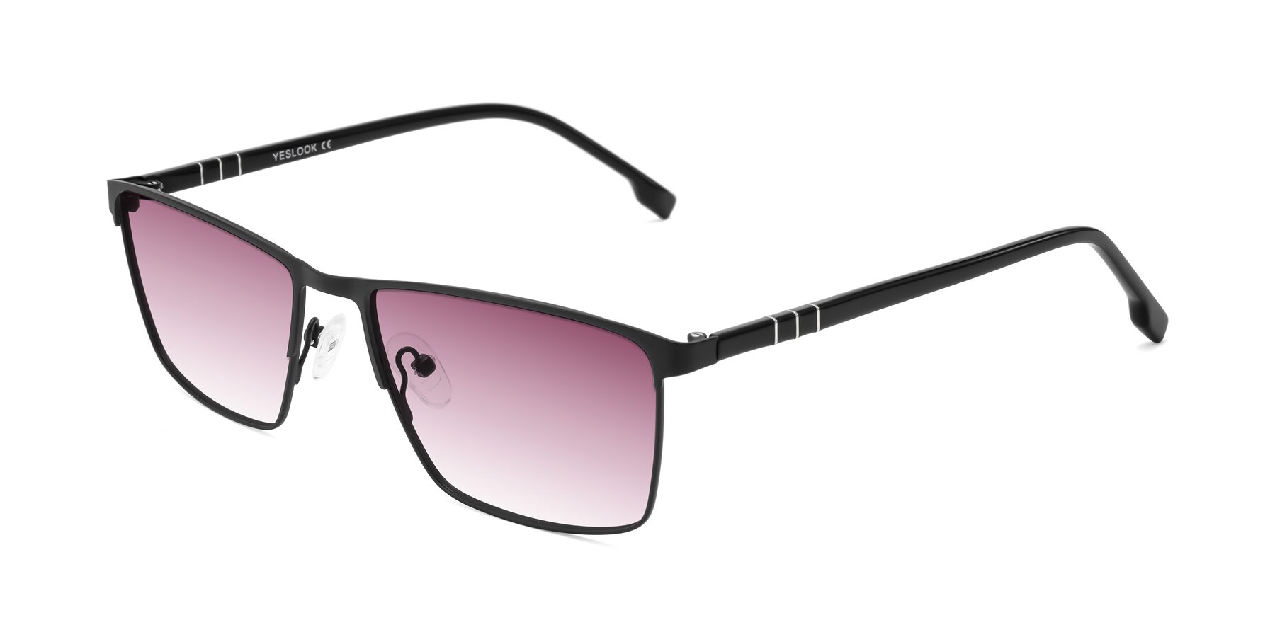 Angle of Sampit in Matte Black with Wine Gradient Lenses