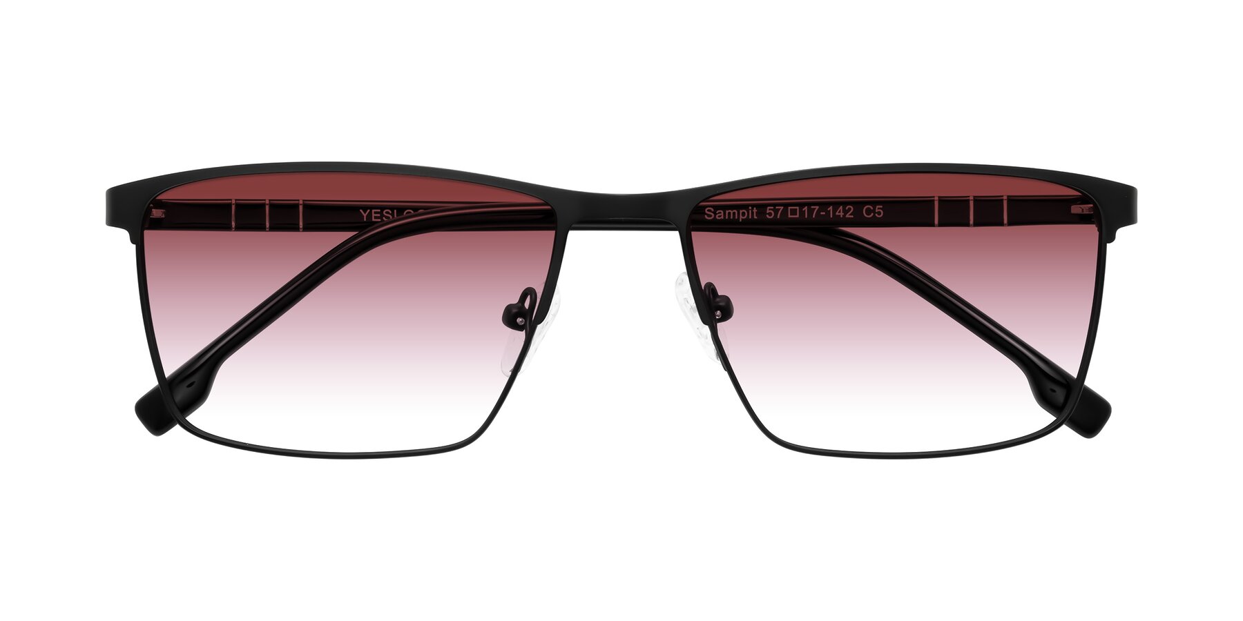 Folded Front of Sampit in Matte Black with Garnet Gradient Lenses