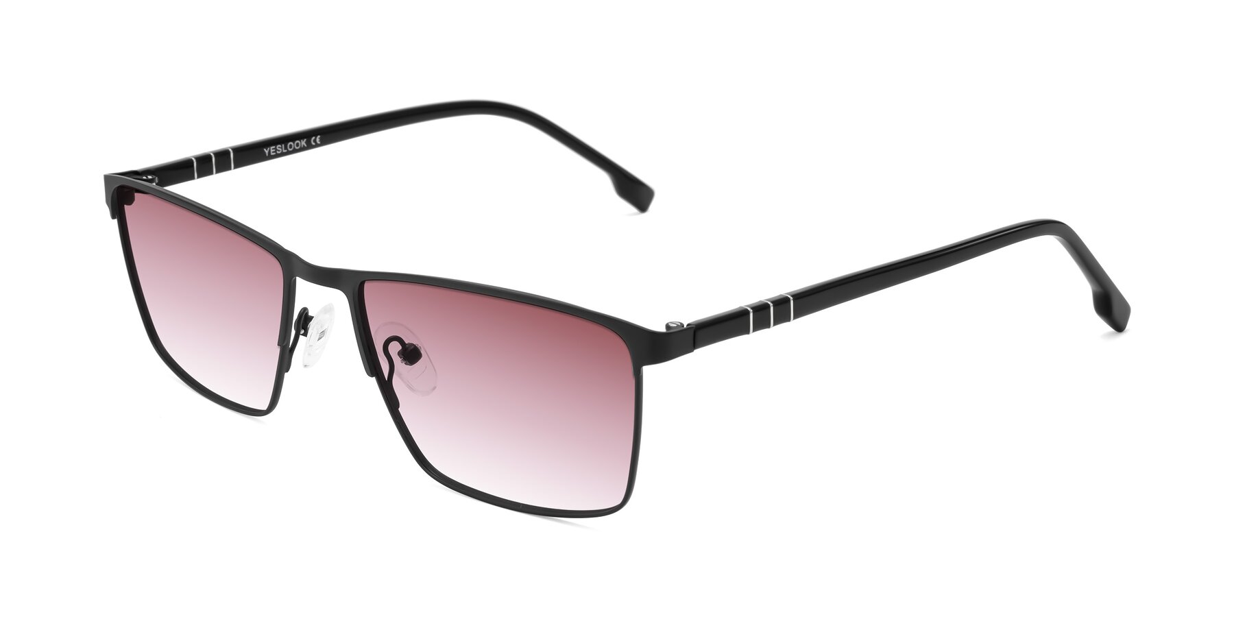 Angle of Sampit in Matte Black with Garnet Gradient Lenses
