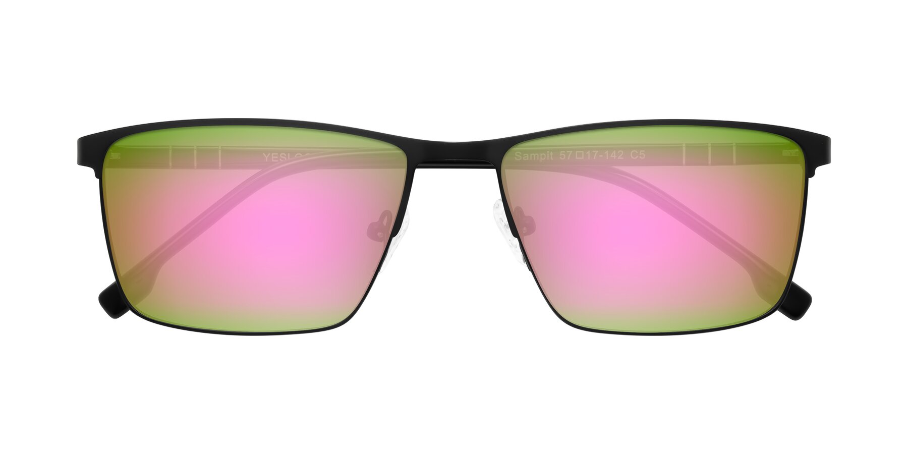 Folded Front of Sampit in Matte Black with Pink Mirrored Lenses