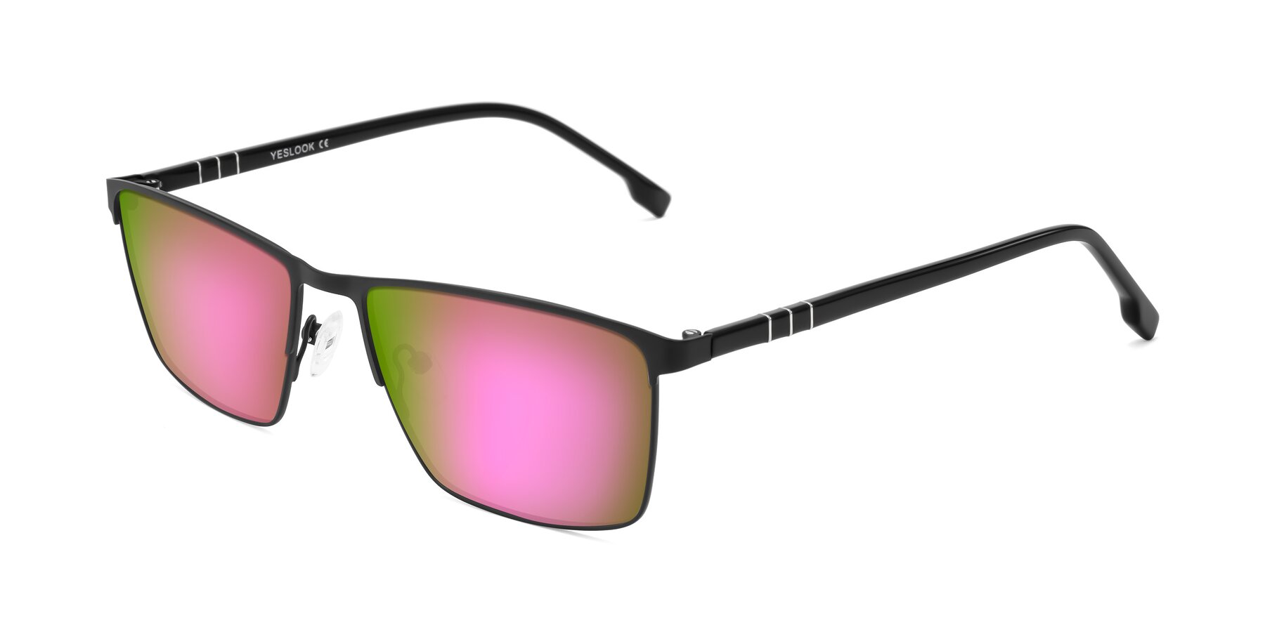 Angle of Sampit in Matte Black with Pink Mirrored Lenses