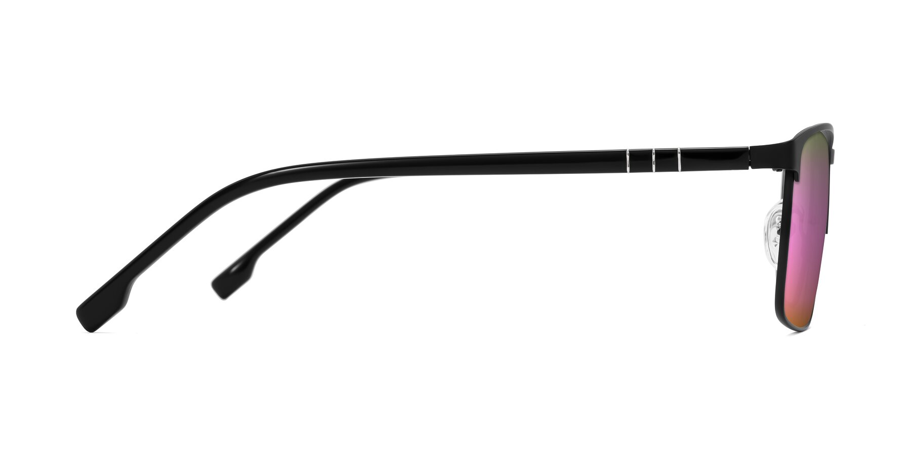 Side of Sampit in Matte Black with Pink Mirrored Lenses