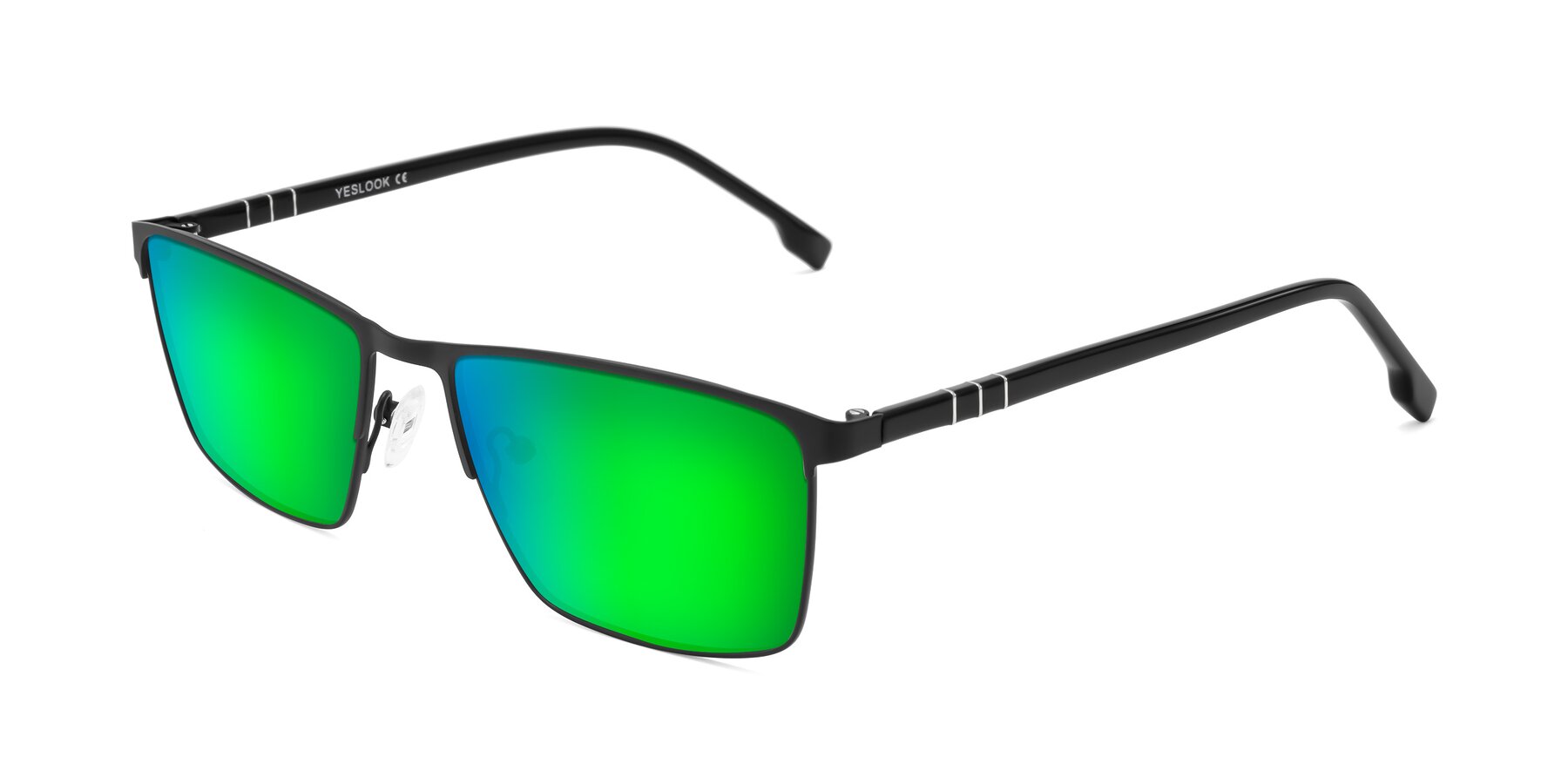 Angle of Sampit in Matte Black with Green Mirrored Lenses