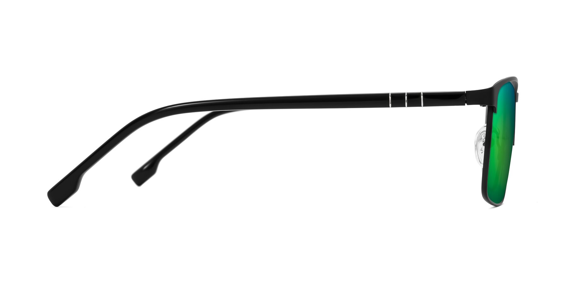 Side of Sampit in Matte Black with Green Mirrored Lenses