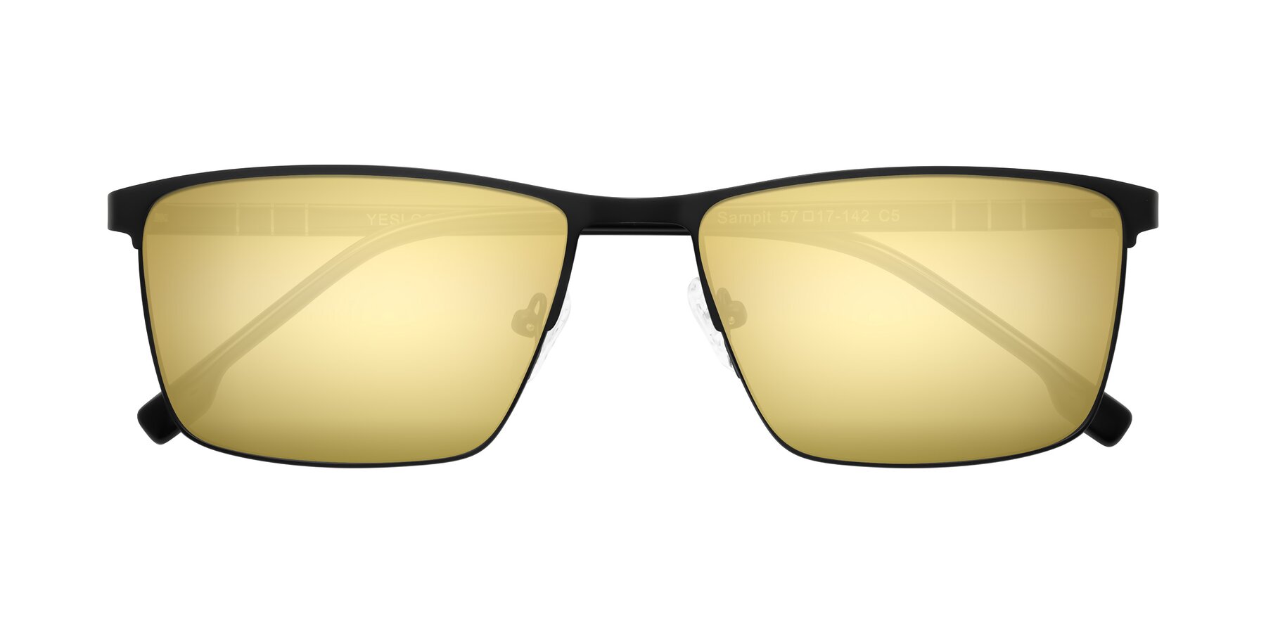 Folded Front of Sampit in Matte Black with Gold Mirrored Lenses