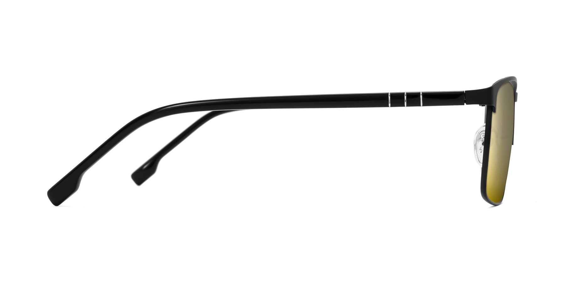 Side of Sampit in Matte Black with Gold Mirrored Lenses