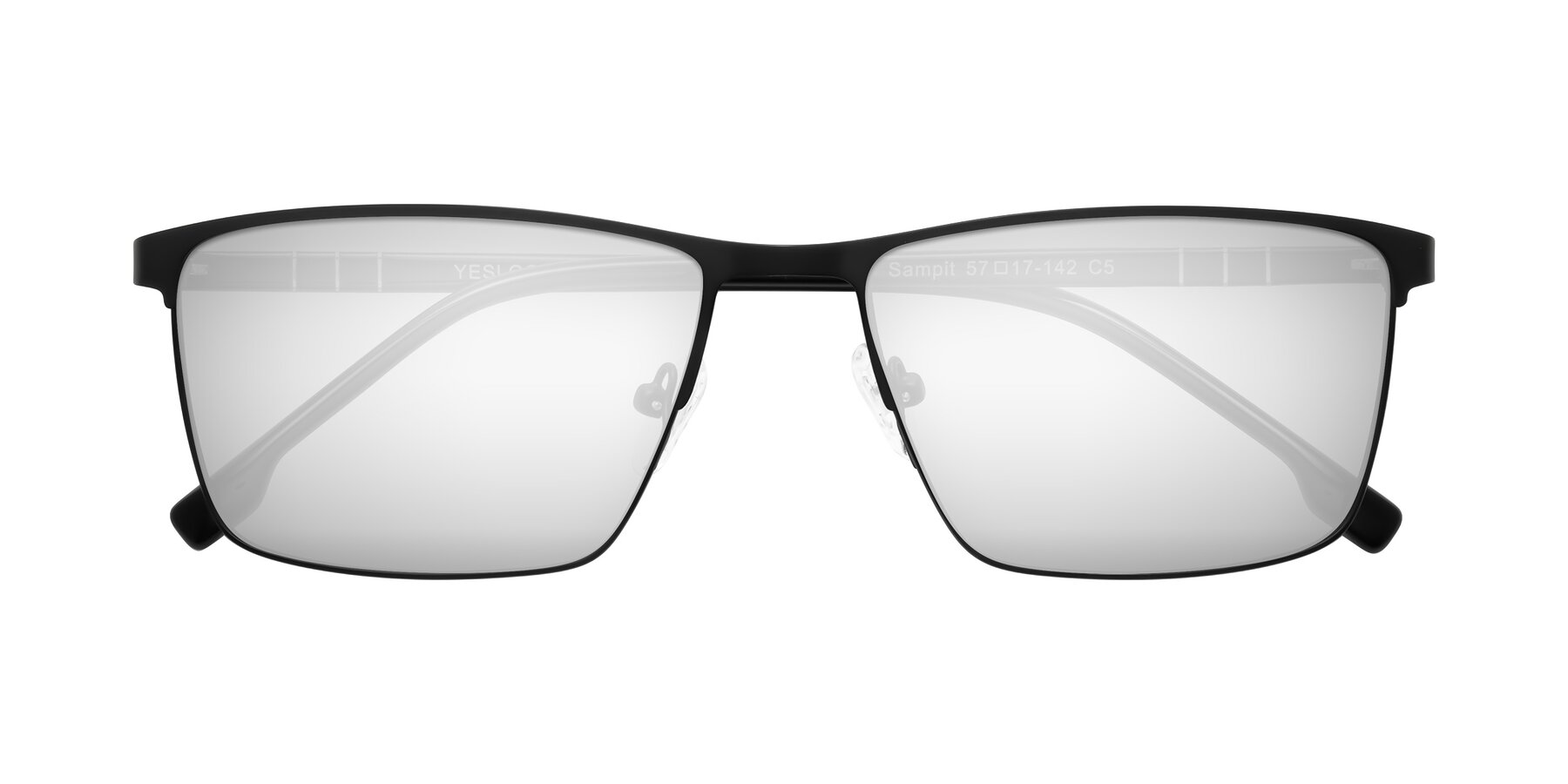 Folded Front of Sampit in Matte Black with Silver Mirrored Lenses