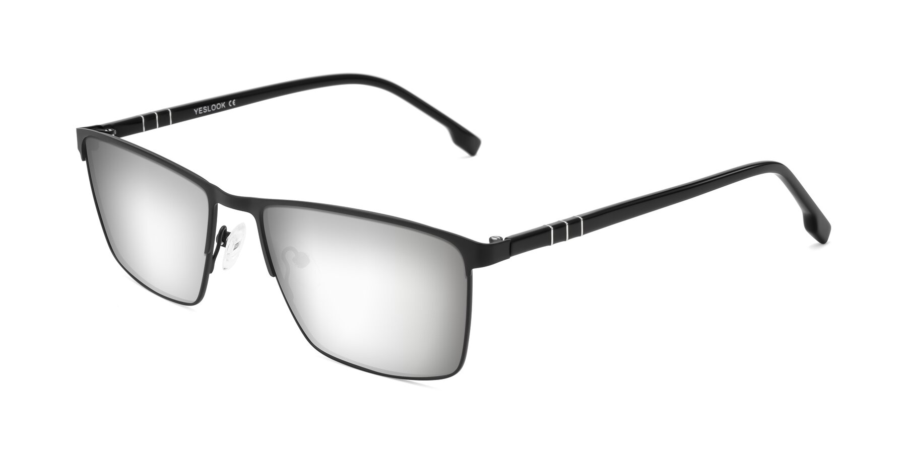 Angle of Sampit in Matte Black with Silver Mirrored Lenses