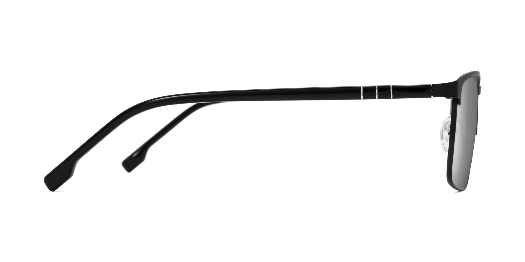 Side of Sampit in Matte Black with Silver Mirrored Lenses