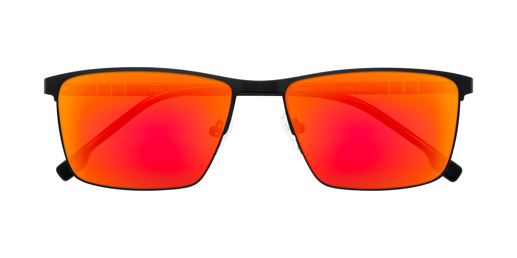 Folded Front of Sampit in Matte Black with Red Gold Mirrored Lenses