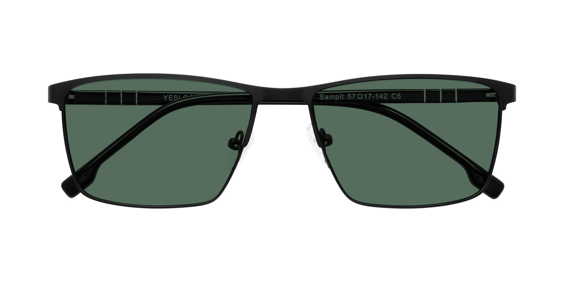 Folded Front of Sampit in Matte Black with Green Polarized Lenses