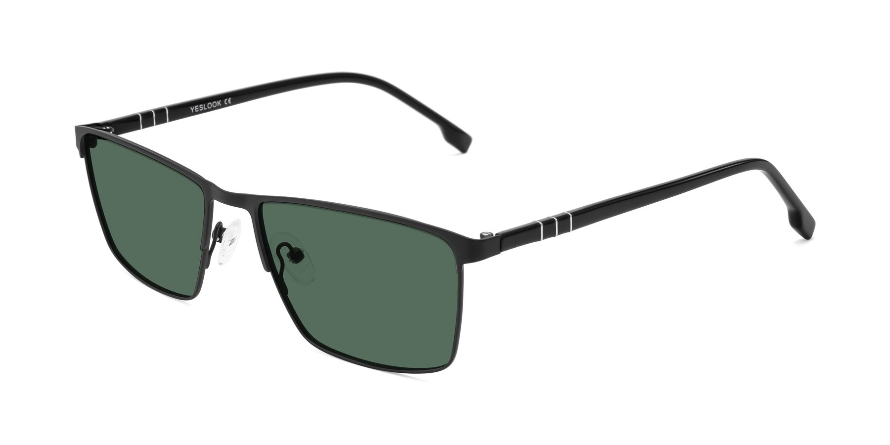 Angle of Sampit in Matte Black with Green Polarized Lenses
