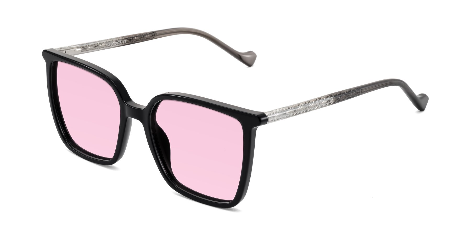 Angle of Colemers in Black with Light Pink Tinted Lenses