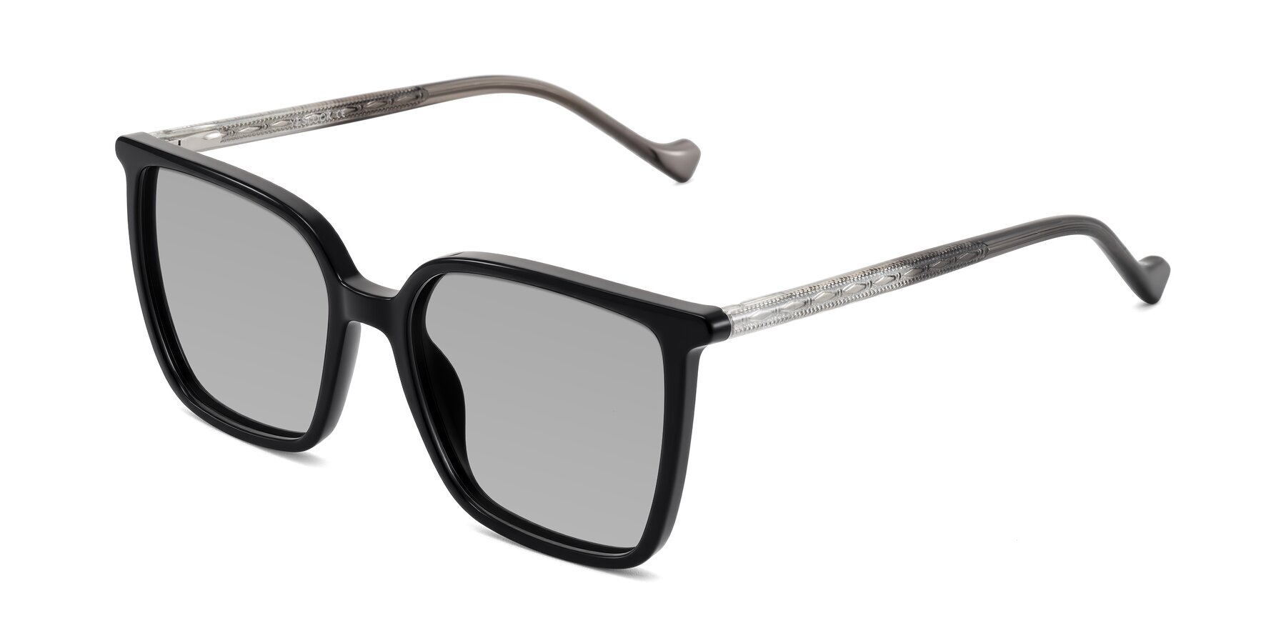 Angle of Colemers in Black with Light Gray Tinted Lenses