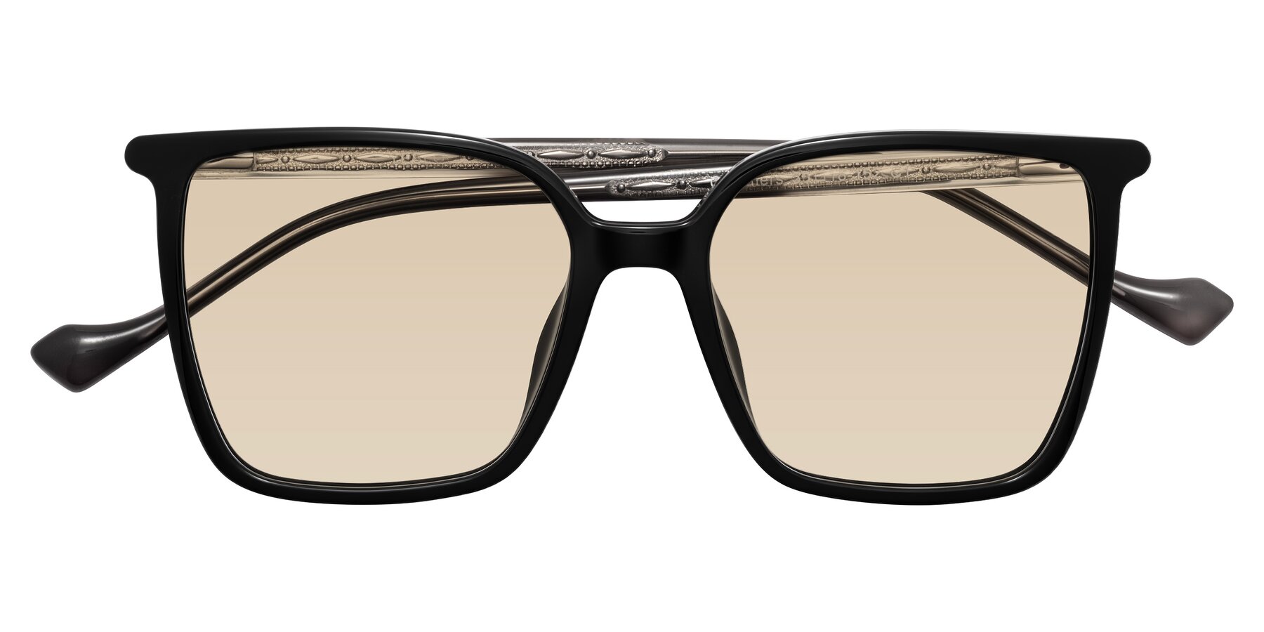 Folded Front of Colemers in Black with Light Brown Tinted Lenses