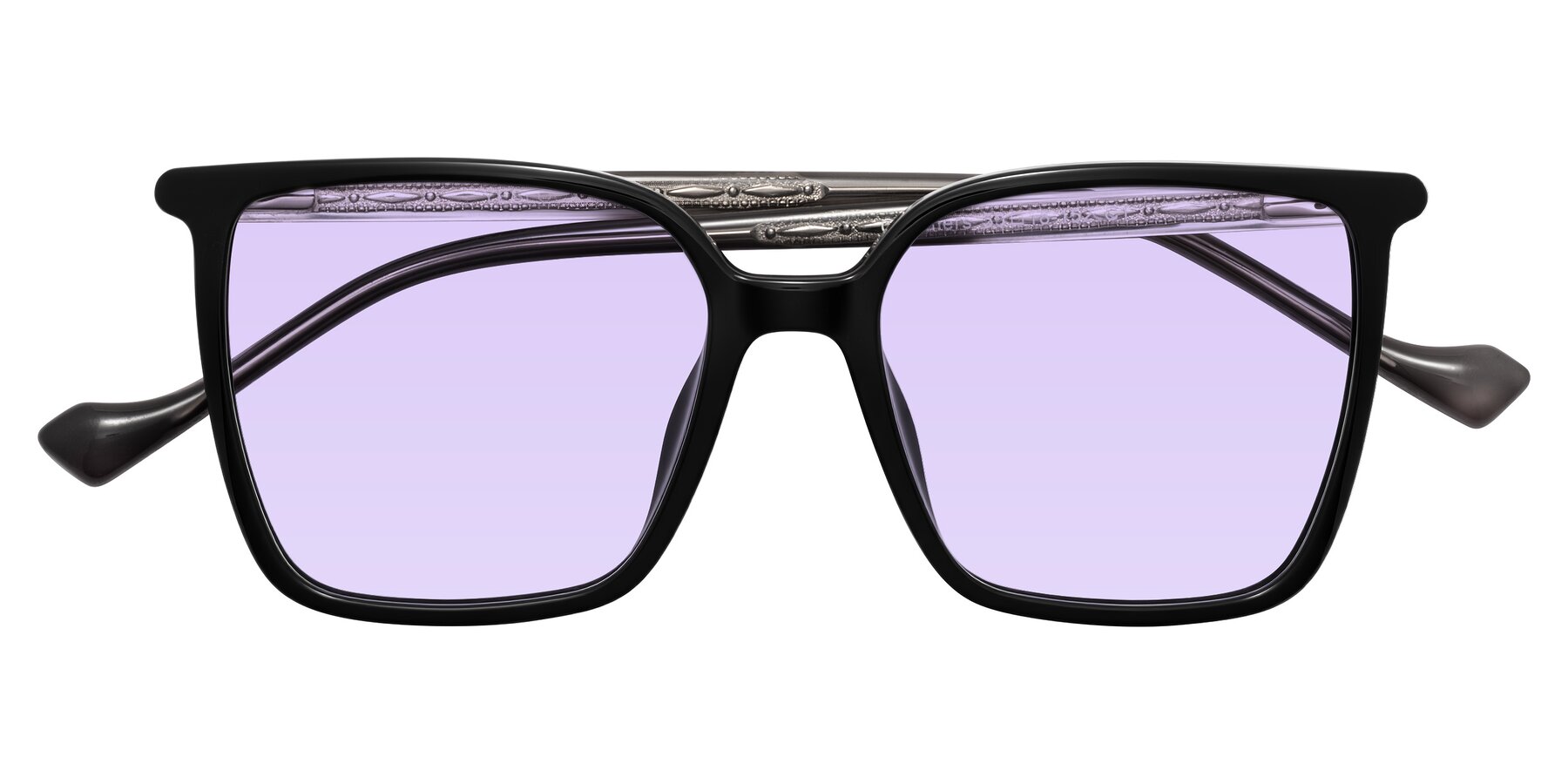Folded Front of Colemers in Black with Light Purple Tinted Lenses