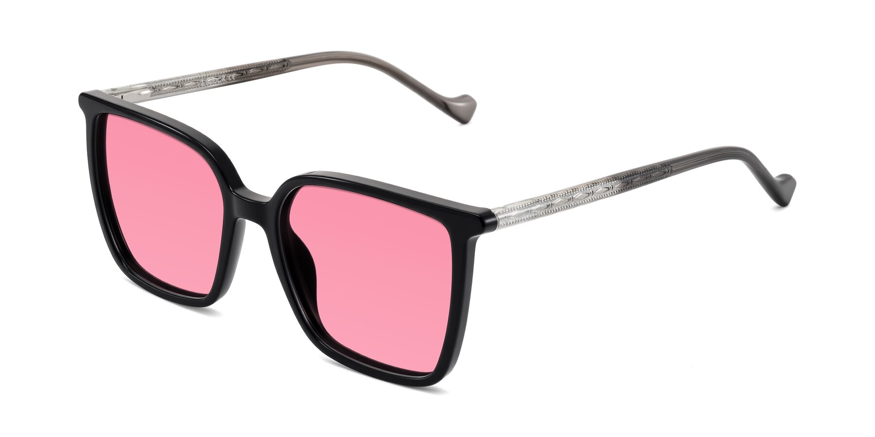Angle of Colemers in Black with Pink Tinted Lenses