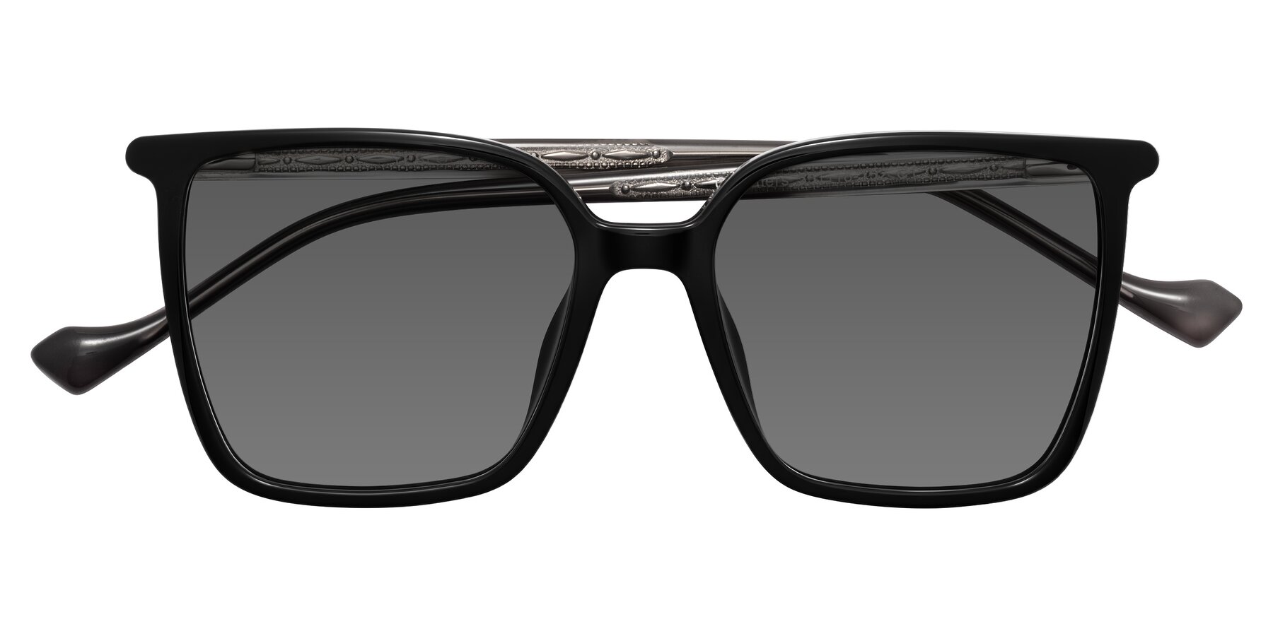 Folded Front of Colemers in Black with Medium Gray Tinted Lenses
