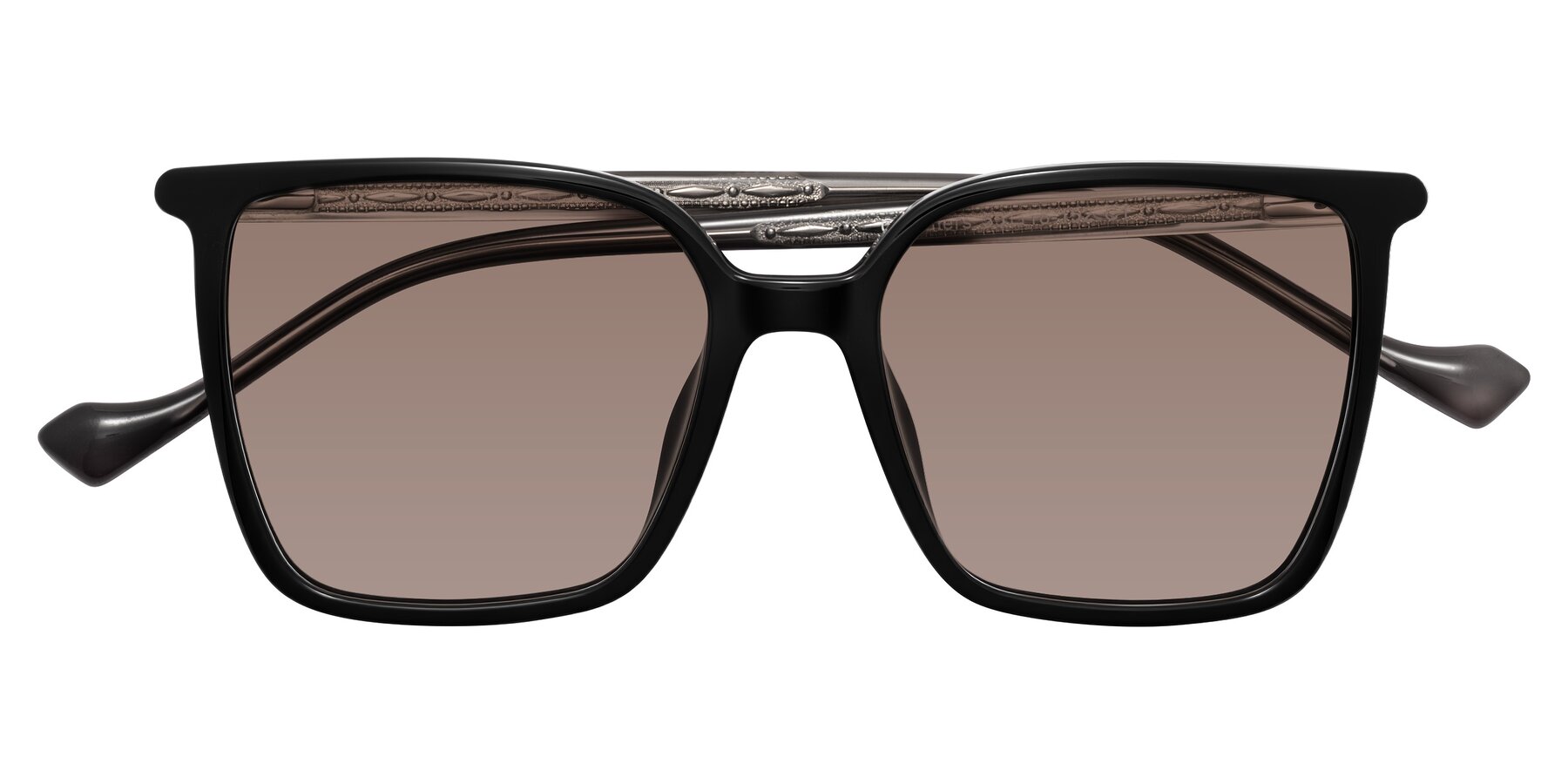 Folded Front of Colemers in Black with Medium Brown Tinted Lenses
